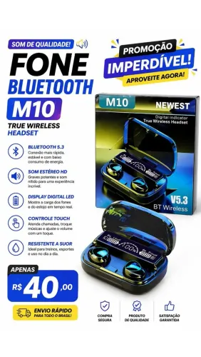 Fone Bluetooth M10 Original Grave Forte Display LED Promoção Hoje
