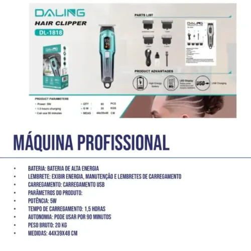 Lacrada Máquina de cortar cabelo profissional DALING DL-1818