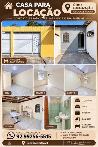 Aluga-se casa na cidade nova
