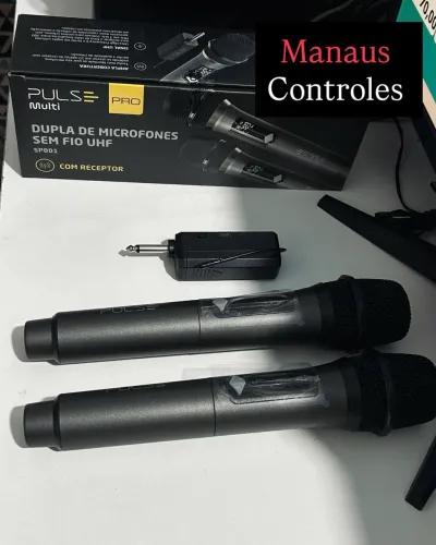 Microfone Duplo Pulse Pro SP801 Sem Fio 10M de alcance 