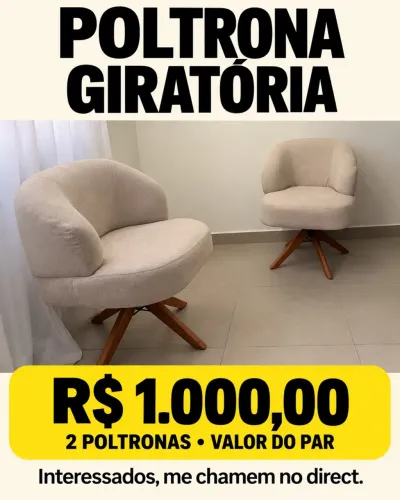 Par de Poltronas giratórias com pés de madeira