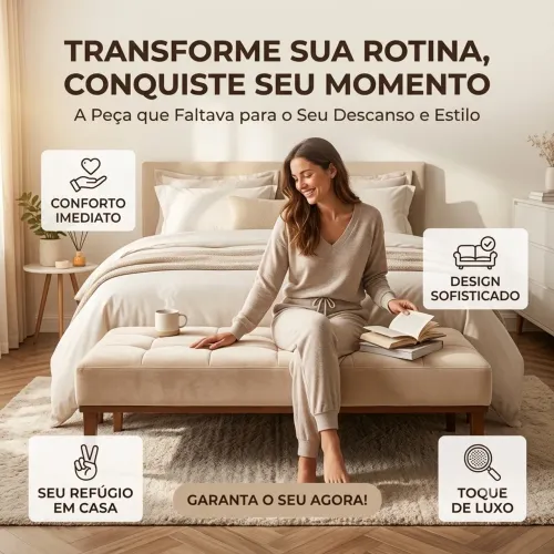 Banco de veludo bege tufado!