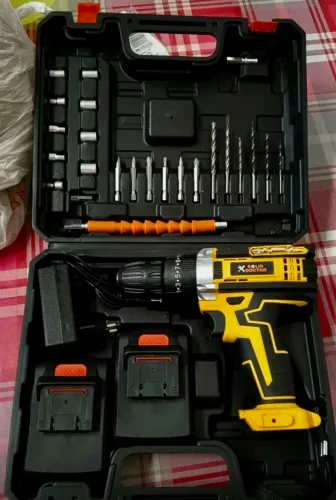 Furadeira Parafusadeira 21V Sem Fio Bateria Dupla + Kit Maleta (Completa)