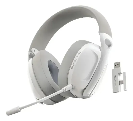 (NOVO) Headset Gamer Sem Fio Smailwolf L80 - Branco Wireless Ultraleve Tri-mode