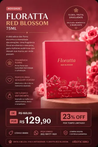 Perfume Floratta Red Blossom O Boticário 75ml - Original, Novo e Lacrado