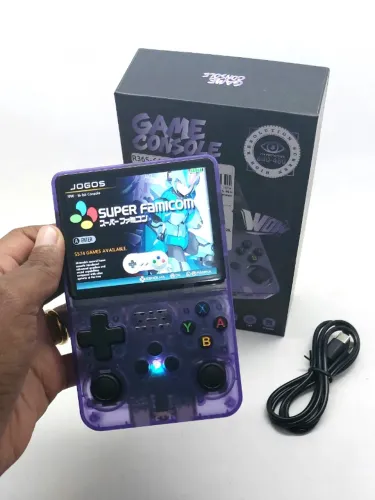 Console Portátil R36S 3.5 Polegadas 64GB Roxo Retrô