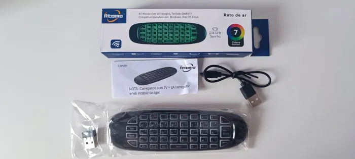 Controle remoto Air mouse 3in1(mouse giroscópio, Teclado, controle direcional com RGB)
