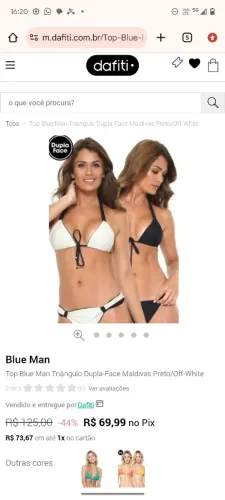 Blue Mantop BLUE Man dupla face<br>Top Blue Man Triângulo Dupla-Face Maldivas Preto/Off-White