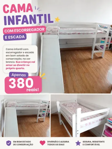 Cama infantil com escorrega 