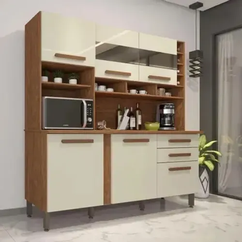 Cozinha Alexia com Espelho 6 Portas MDF e MDP IMOP / pronta entrega