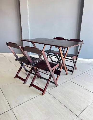 Jogo De Mesa 1,20 x 0,70 Com 4 Cadeiras Em Madeira De Lei Imbuia