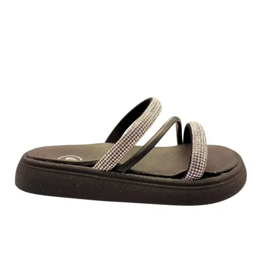Sandália Infantil Meninas Strass Cristal Conforto Molekinha Preto *