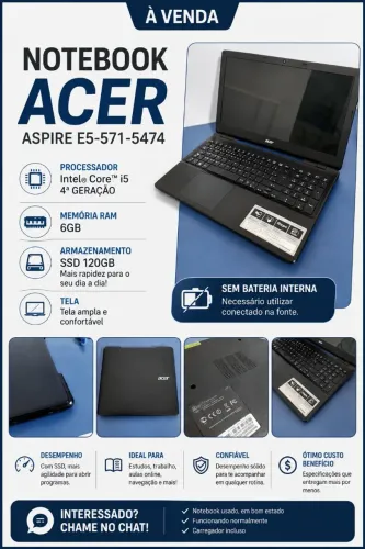 NOTEBOOK ACER ASPIRE (usado, em estado de novo)