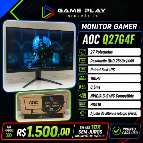 MONITOR GAMER AOC Q27G4F - 27? QHD 180Hz | 0.5ms | G-SYNC