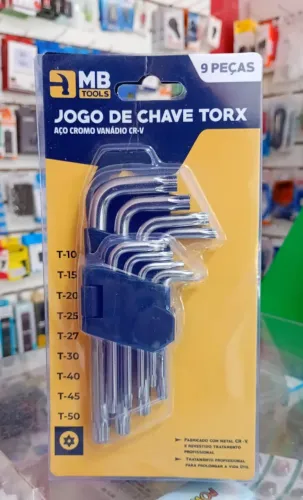 Jogo de Chaves Torx Tipo L Profissional 9 Peças - Novo