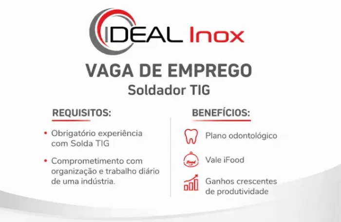 Soldador Tig INOX - Vaga disponivel