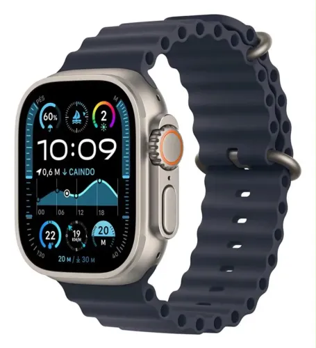 Apple Watch Ultra 2 ? Caixa natural de titânio ? Pulseira marinho - Excelente (Recond.)