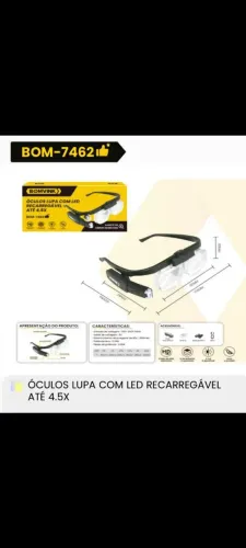 Óculos lupa com led 
