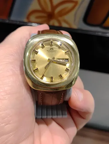 Relógio Vintage Bucherer Automatic Day-Date - Anos 1970 (Com Caixa)