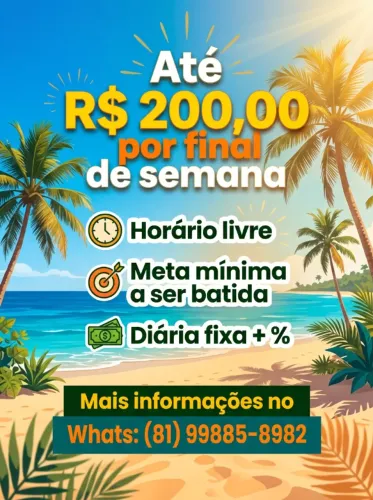 Vaga para Vendedor(a) Ambulante - Praia (Sábado e Domingo)