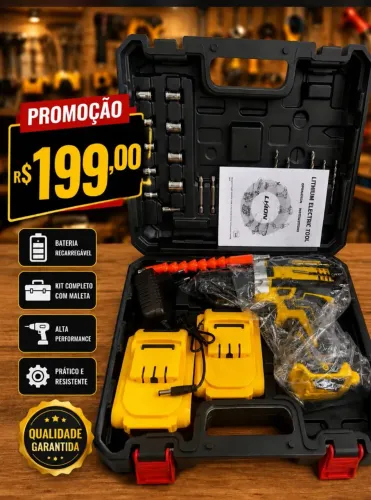 Parafusadeira/Furadeira Sem Fio + Kit Completo por Apenas R$ 199!