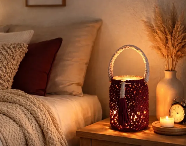 Luminária boho macrame
