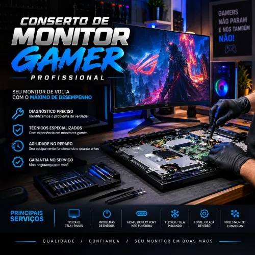 Conserto Monitor Gamer: Asus, Acer, AOC, BenQ, Samsung, LG