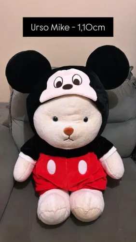 Pelúcia Gigante Urso Mike com capuz do Mickey 1,10 cm