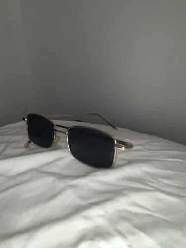 óculos de sol retangular metal dourado vintage