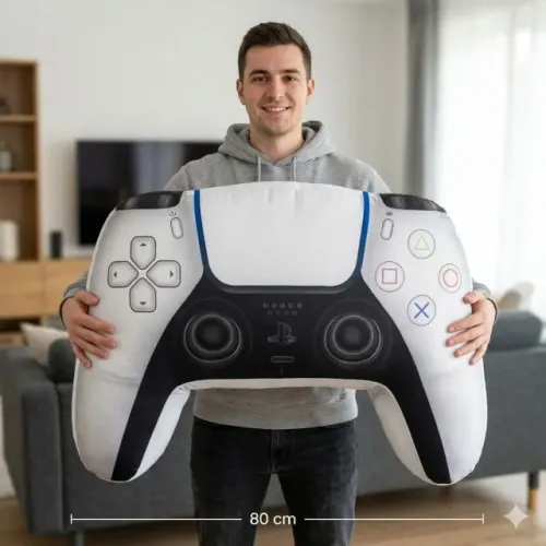 Almofadão 3D Controle Ps5 Gamer Gigante 80cm Geek Nerd Decoração Gamer Premium Presente