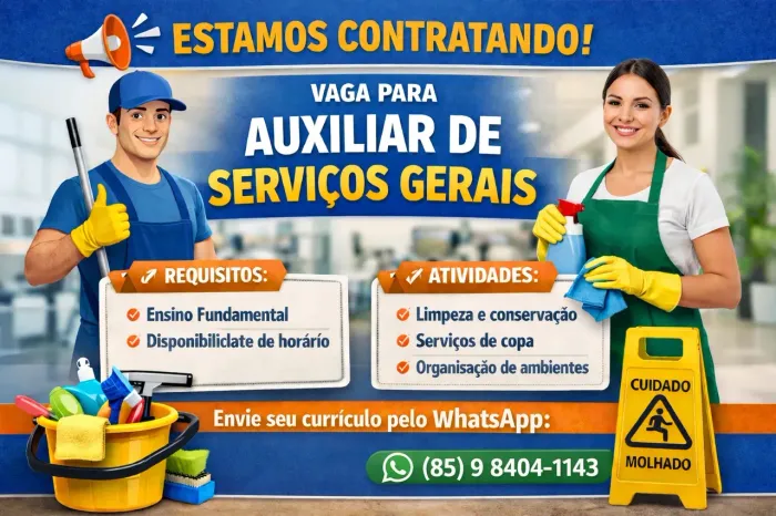 Vaga para auxiliar de serviços gerais