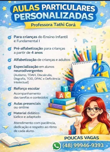 AULAS PARTICULARES DE REFORÇO E ACOMPANHAMENTO ESCOLAR