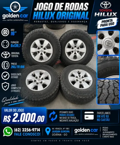 JOGO DE RODAS HILUX ARO 16 ORIGINAL + PNEUS