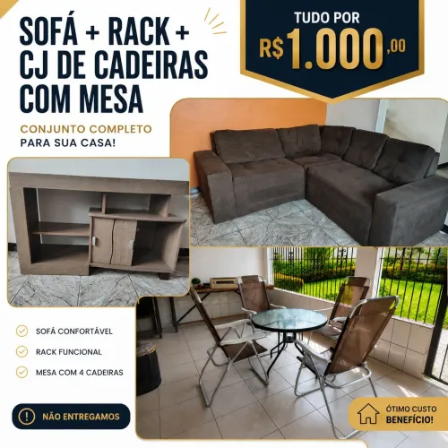 Sofá RACK e Cj de cadeiras e mesa