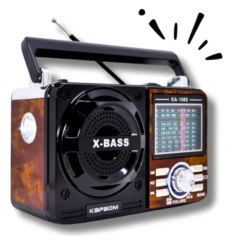 Rádio Retrô Vintage Portátil AM/FM Bluetooth USB Marrom