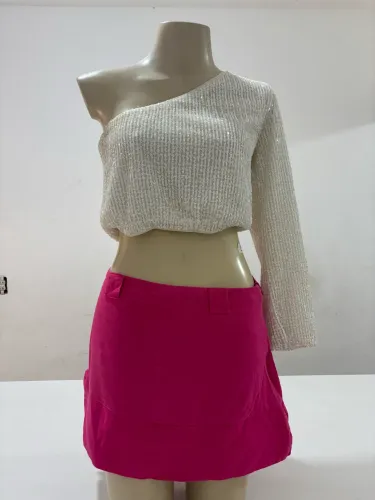 Blusa unilateral Off White Paete