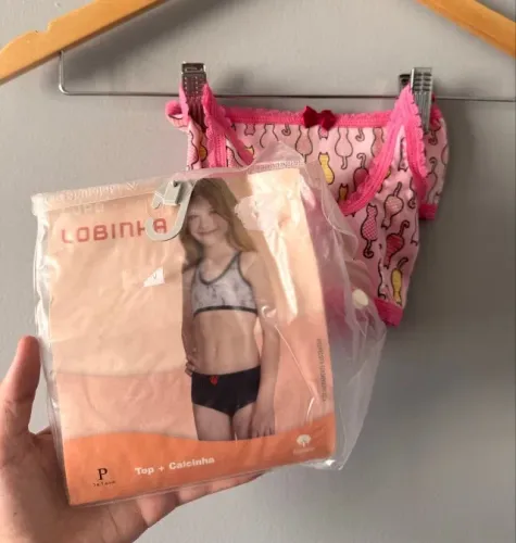 Kit Top + Calcinha Infantil Lupo Lobinha Algodão Tam P (3 a 5 anos)