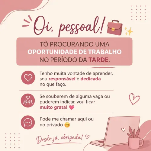 Vaga de emprego a tarde 