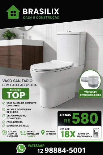 Vaso sanitário com caixa acoplada modelo italiano 1 linha completa com tampa e válvula 