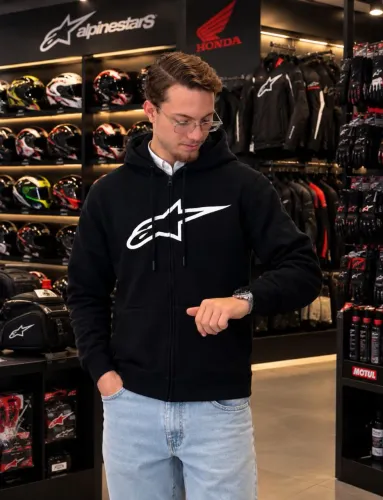 MOLETOM ALPINESTARS AGELESS ZIP V3 HOODIE PRETO BRANCO M