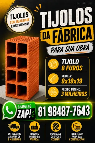 Tijolo tijolos( direto de fábrica) pague no ato da entrega 