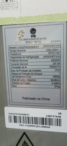 Evaporadora 60 mil btus VG