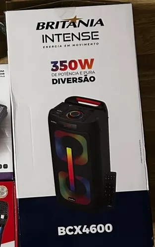 Caixa de Som 350W Britânia BCX4600 + Par Microfone Sem Fio