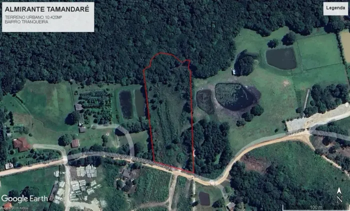 Área urbana/chácara 10.420m2 Almirante Tamandaré, Tranqueira, plano.