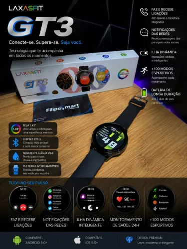 Smartwatch Redondo GT3 Black(Lacrado)
