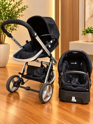 Carrinho de Bebê Safety 1st + Beb e Conforto com Base - Conjunto Completo