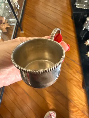 Jogo de caneca antiga prata áurea