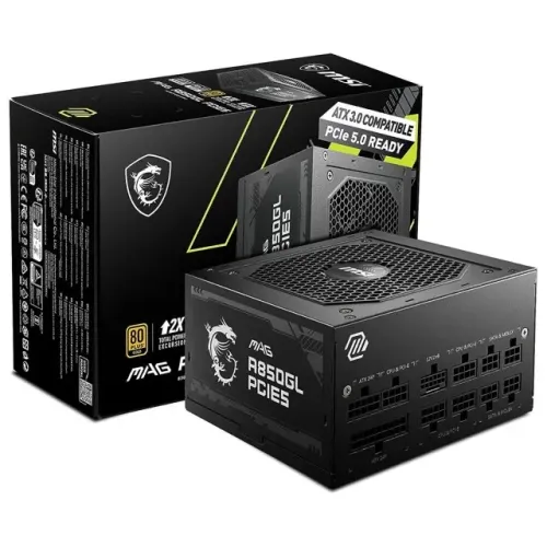 Fonte MSI MAG A850GL PCIE5, 850W, 80 Plus Gold, PFC Ativo, Full Modular