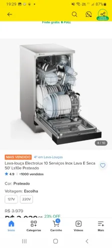 Máquina lava loucas Electrolux 10 serviços zera na caixa