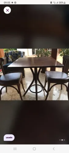 Jogo de mesa com 4 cadeiras em madeira THONART